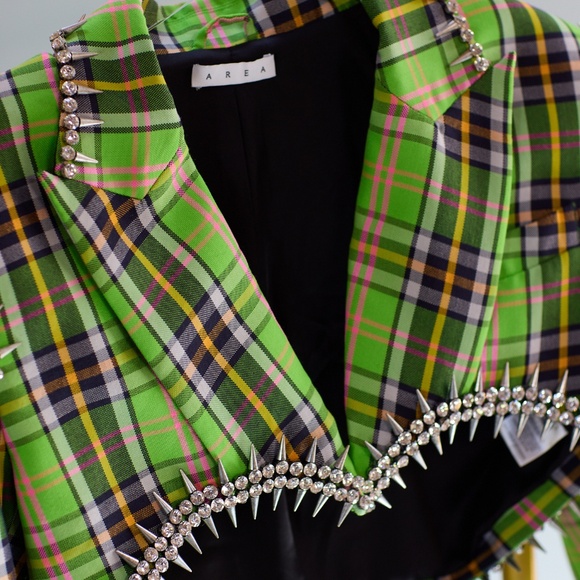 AREA Green and Black Cropped Blazer - Picture 6 of 14